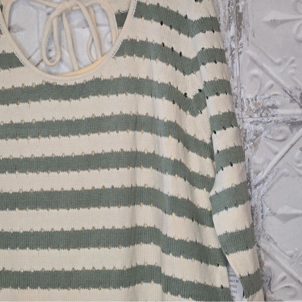 Women's Plus Striped Green Bay Sweater Dress Tie Back NWT Size 18/20 New - Picture 4 of 12